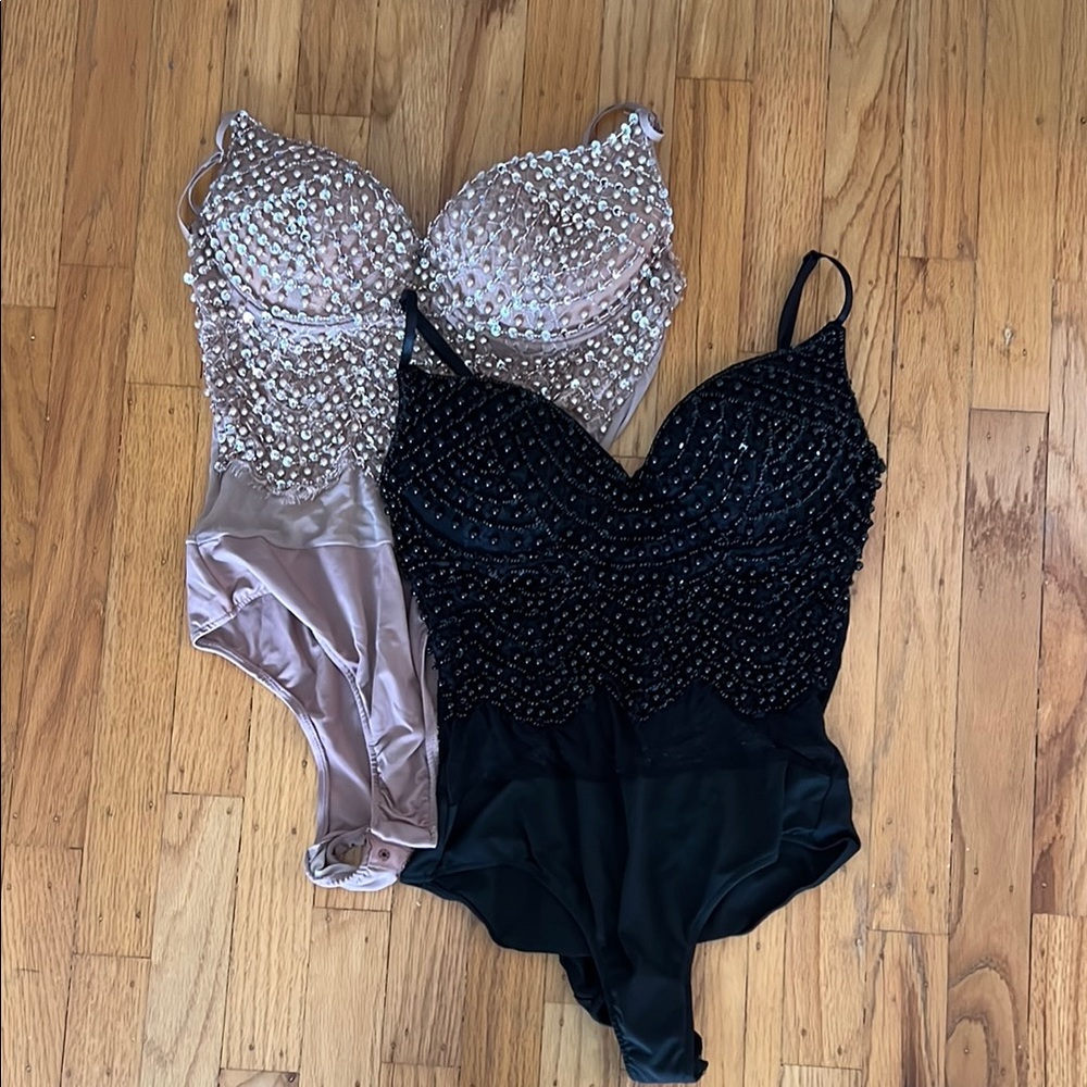 BUNDLE set of 2 beaded bodysuits from Windsor. Mesh back small